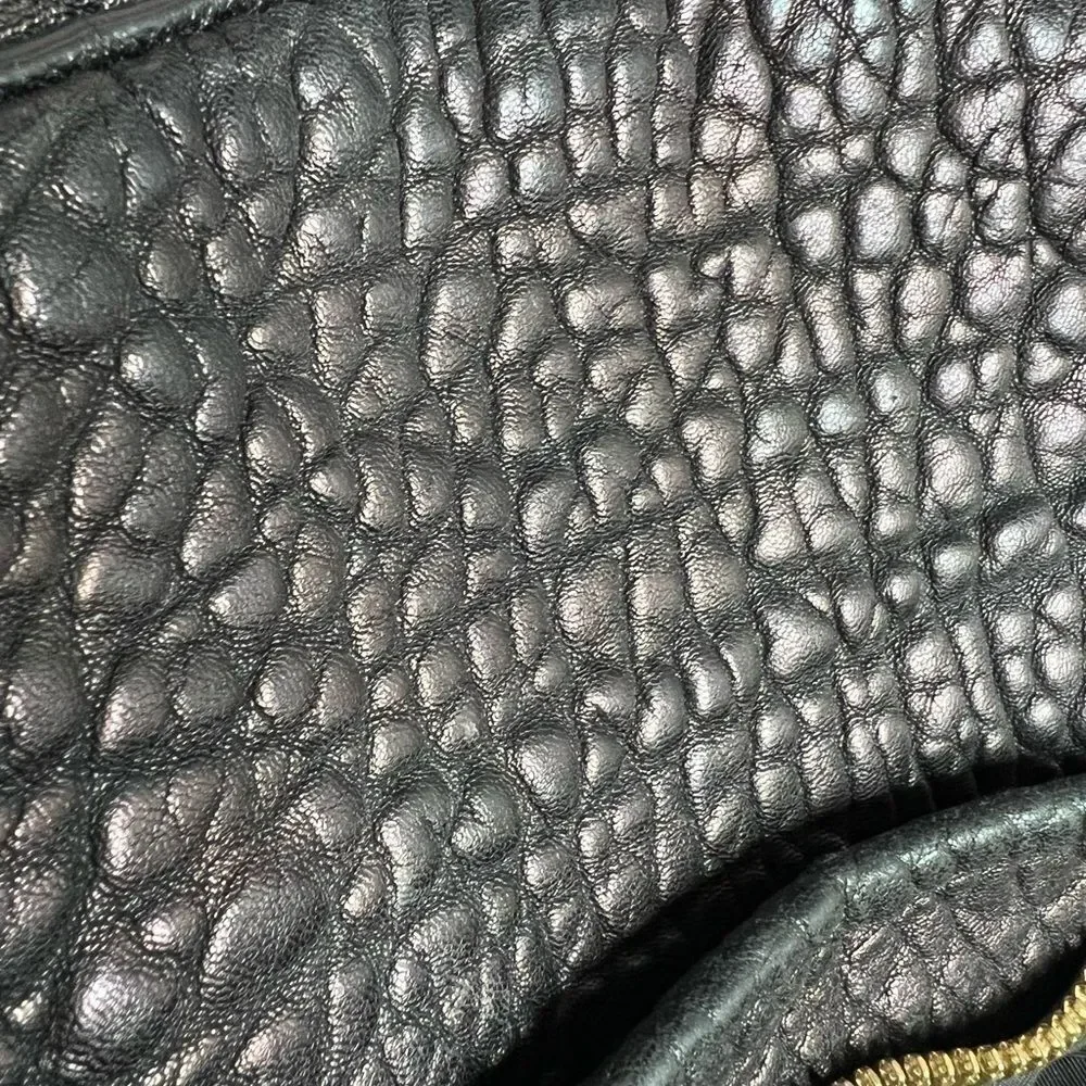 Alexander Wang Black Embossed Leather & Calf Hair Studded Backpack Bag Luxurious